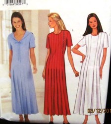 3378 LONG FLARE PLEAT MIDDY COLLAR OR NOT DRESS PATTERN 8-24